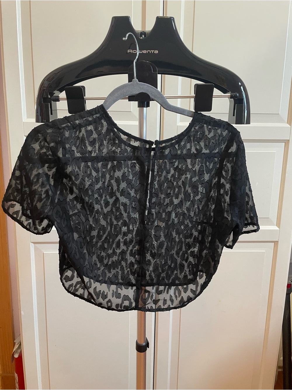 Sheer Black Leopard-Print Crop Top - Women
